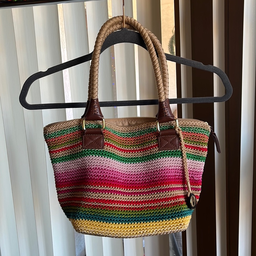 The Sak rainbow crochet purse